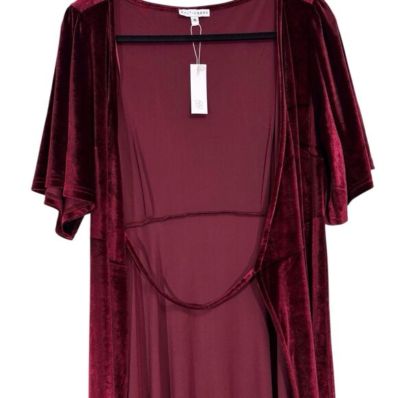 Baltic Born Maxi Wrap Velvet Dress Meghan Wedding Holiday Party Burgundy Size XL - Picture 6 of 13